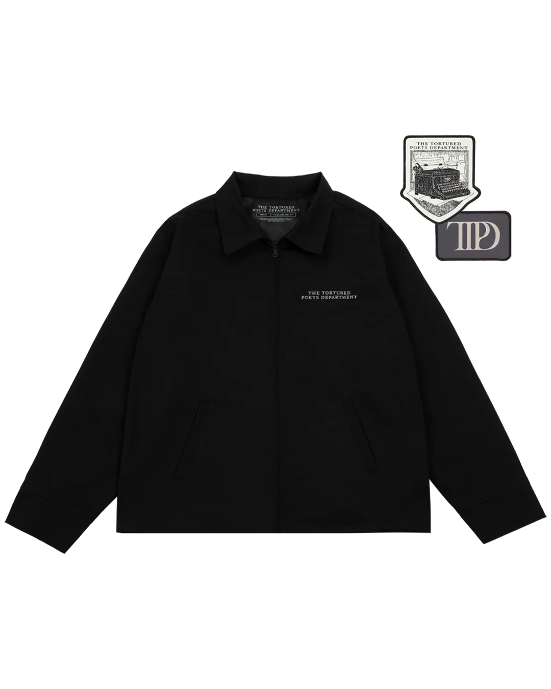 The Tortured Poets Department Black Jacket & 2 Patch Set Bundle