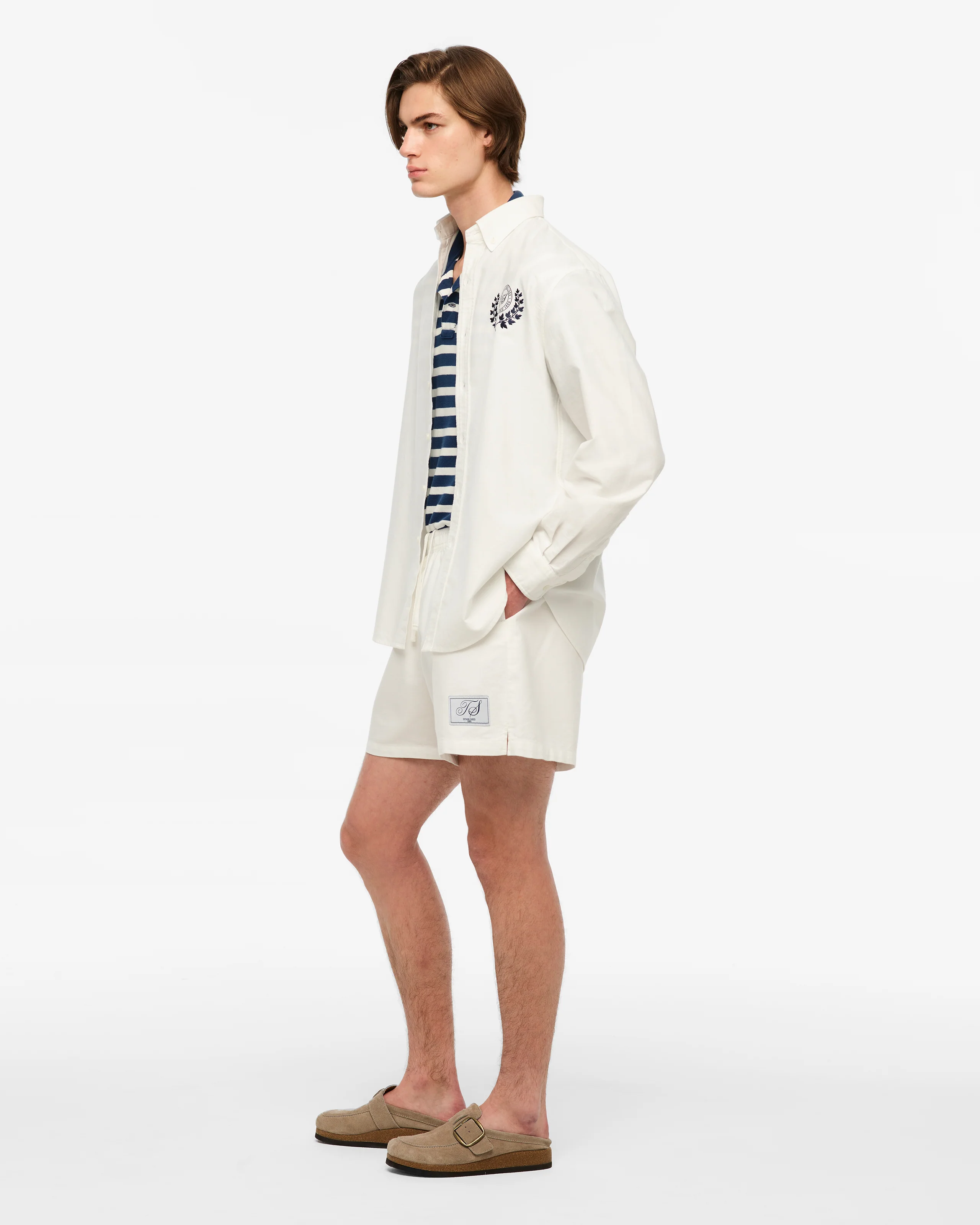 TS Crest White Oxford Shorts - Image 9